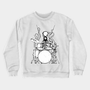 Octopus plays drums black / white version Crewneck Sweatshirt